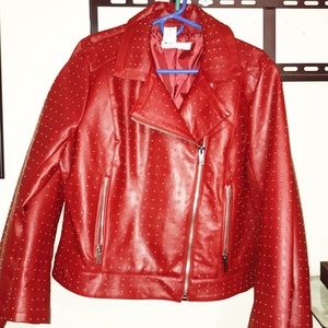 Burgundy faux leather Moto Jacket 🧥